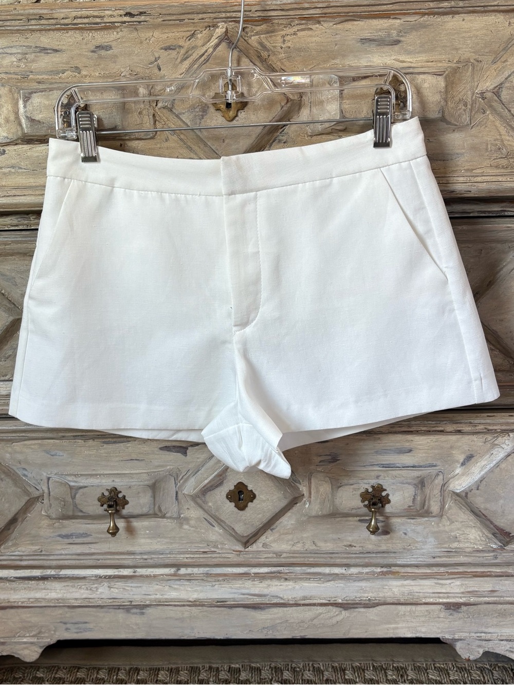 Zara Linen Blend Ecru Shorts S